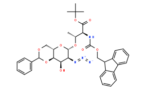 O-(2-Azido-4,6-O-benzylidene-2-deoxy-a-D-galactopyranosyl)-N-[(9H-fluoren-9-ylmethoxy)carbonyl]-L-threonine tert-Butyl Ester