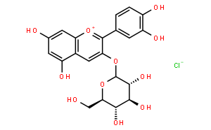 矢车菊素葡萄糖苷/2-(3,4-二羟基苯基)-3-(β-D-吡喃葡萄糖氧基)-5,7-二羟基-1-苯并氯化物/矢车菊苷/矢车菊素-3-O-葡萄糖苷/2-(3,4-二羟基苯基)-3-(β-D-吡喃葡萄糖氧基)-5,7-二羟基-1-苯并吡喃氯化物/Kuromanin chloride