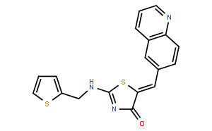 (Z)-5-(喹啉-6-基亚甲基)-2-((噻吩-2-基甲基)氨基)噻唑-4(5H)-酮