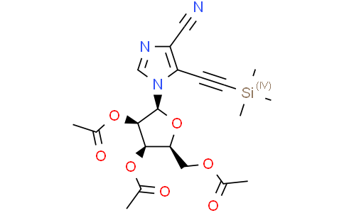 5-（2-（三甲基甲硅烷基）-1-乙炔基-1-基）-1-（2'，3'，5'-三-O-乙酰基-β-D-呋喃呋喃糖基）咪唑-4-碳腈