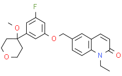 1-Ethyl-6-((3-fluoro-5-(4-methoxy-3,4,5,6-tetrahydro-2H-pyran-4-yl)phenoxy)methyl)-2-quinolone
