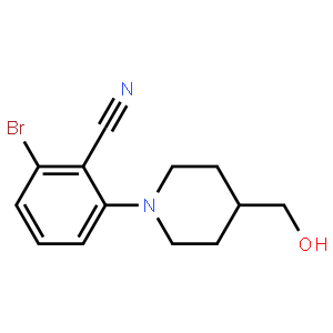 2-Bromo-6-[4-(hydroxymethyl)piperidino]benzonitrile