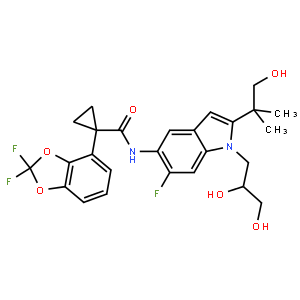 (R)-1-(2,2-Difluorobenzo[d][1,3]dioxol-4-yl)-N-(1-(2,3-dihydroxypropyl)-6-fluoro-2-(1-hydroxy-2-methylpropan-2-yl)-1H-indol-5-yl)cyclopropanecarboxamide
