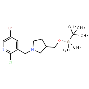 5-Bromo-3-((3-((tert-butyldimethylsilyloxy)methyl)pyrrolidin-1-yl)methyl)-2-chloropyridine
