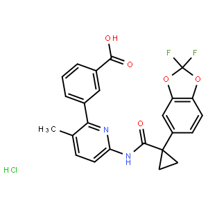 3-(6-(1-(2,2-Difluorobenzo[d][1,3]dioxol-5-yl)cyclopropanecarboxamido)-3-methylpyridin-2-yl)benzoic acid hydrochloride