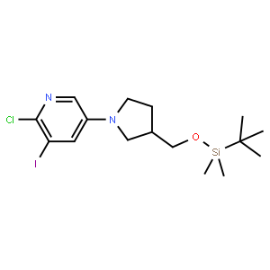 5-(3-((tert-Butyldimethylsilyloxy)methyl)pyrrolidin-1-yl)-2-chloro-3-iodopyridine,1203499-04-0