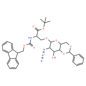 O-(2-叠氮-4, 6-O-苯亚甲基-2-脱氧-α-D-吡喃半乳糖)-N-[ (9H-芴-9-基甲氧基) 羰基]-L-丝氨酸叔丁酯