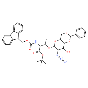O-(2-叠氮-4, 6-O-苯亚甲基-2-脱氧-α-D-吡喃半乳糖)-N-[ (9H-芴-9-基甲氧基) 羰基]-L-苏氨酸叔丁酯