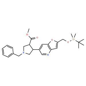 (trans-racemic)-Methyl 1-benzyl-4-(2-((tert-butyldimethylsilyloxy)methyl)furo[3,2-b]pyridin-6-yl)pyrrolidine-3-carboxylate