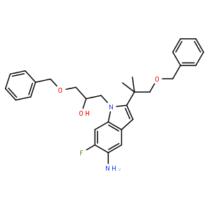 (2R)-1-{5-amino-2-[1-(benzyloxy)-2-methylpropan-2-yl]-6-fluoro-6,7-dihydro-1H-indol-1-yl}-3-(benzyloxy)propan-2-ol,1294504-67-8