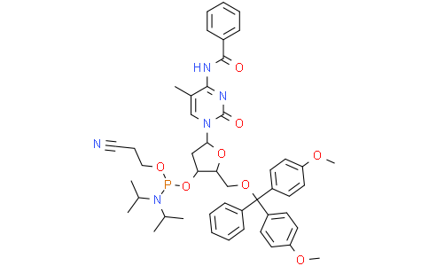 N-[1-[(2R,4S,5R)-5-[[bis(4-methoxyphenyl)-phenyl-methoxy]methyl]-4-[2-cyanoethoxy-(diisopropylamino)phosphanyl]oxy-tetrahydrofuran-2-yl]-5-methyl-2-oxo-pyrimidin-4-yl]benzamide