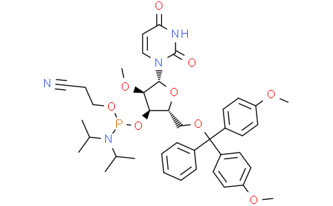 3-[[(2R,3R,4R,5R)-2-[[bis(4-methoxyphenyl)-phenyl-methoxy]methyl]-5-(2,4-dioxopyrimidin-1-yl)-4-methoxy-tetrahydrofuran-3-yl]oxy-(diisopropylamino)phosphanyl]oxypropanenitrile