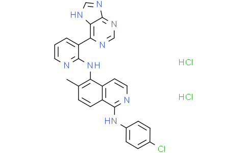 1,5-isoquinolinediamine, n1-(4-chlorophenyl)-6-methyl-n5-[3-(9h-purin-6-yl)-2-pyridinyl]- hydrochloride (1:2)