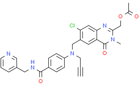 (7-Chloro-3-Methyl-4-Oxo-6-((Prop-2-Ynyl(4-(Pyridin-3-Ylmethylcarbamoyl)Phenyl)Amino)Methyl)-3,4-Dihydroquinazolin-2-Yl)Methyl AcetateCas:1258400-23-5