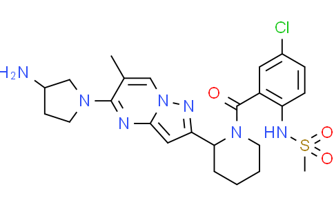 N-{2-[(2S)-2-{5-[(3S)-3-aminopyrrolidin-1-yl]-6-methylpyrazolo[1,5-a]pyrimidin-2-yl}piperidine-1-carbonyl]-4-chlorophenyl}methanesulfonamide