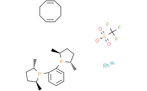 (+)-1,2-Bis((2S,5S)-2,5-dimethylphospholano)benzene(1,5-cyclooctadiene)rhodium(I)trifluoromethanesulfonateCas:136705-75-4