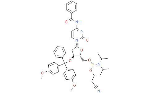 N-苯甲酰基-5'-O-[(二异丙基氨)-(2-氰基乙氧基)氧磷基]-3'-O-(4,4'-二甲氧基三苯甲基)-2'-脱氧胞啶