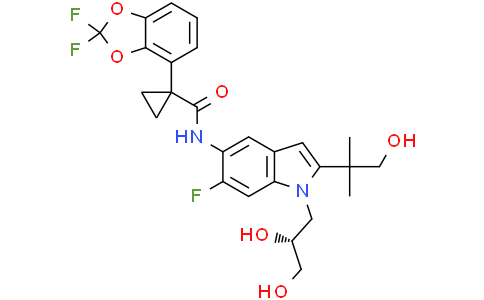 1-(2,2-difluoro-1,3-benzodioxol-4-yl)-N-[1-[(2R)-2,3-dihydroxypropyl]-6-fluoro-2-(2-hydroxy-1,1-dimethyl-ethyl)indol-5-yl]cyclopropanecarboxamide