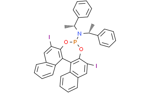 (11Bs)-2,6-Diiodo-N,N-Bis((R)-1-Phenylethyl)Dinaphtho[2,1-D:1’,2’-F][1,3,2]Dioxaphosphepin-4-AmineCas:1642865-17-5