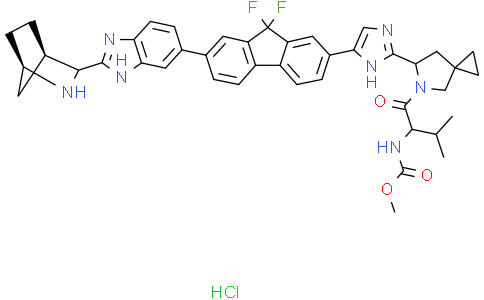 Methyl ((S)-1-((S)-6-(5-(7-(2-((1R,3S,4S)-2-Azabicyclo[2.2.1]Heptan-3-Yl)-1H-Benzo[D]Imidazol-6-Yl)-9,9-Difluoro-9H-Fluoren-2-Yl)-1H-Imidazol-2-Yl)-5-Azaspiro[2.4]Heptan-5-Yl)-3-Methyl-1-Oxobutan-2-Yl)Carbamate (Hydrochloride)Cas:2004675-26-5