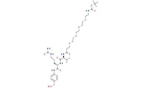 tert-Butyl ((6S,9S)-1-amino-6-((4-(hydroxymethyl)phenyl)carbamoyl)-9-isopropyl-1,8,11-trioxo-14,17,20,23-tetraoxa-2,7,10-triazapentacosan-25-yl)carbamateCas:2055024-54-7