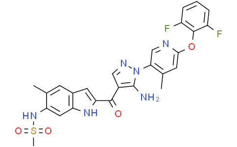 N-[2-[5-amino-1-[6-(2,6-difluorophenoxy)-4-methyl-3-pyridyl]pyrazole-4-carbonyl]-5-methyl-1H-indol-6-yl]methanesulfonamide