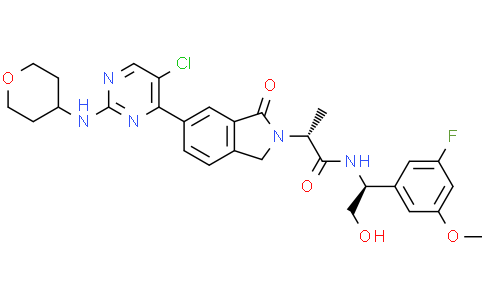 (2R)-2-[6-[5-chloro-2-(tetrahydropyran-4-ylamino)pyrimidin-4-yl]-1-oxo-isoindolin-2-yl]-N-[(1S)-1-(3-fluoro-5-methoxy-phenyl)-2-hydroxy-ethyl]propanamide