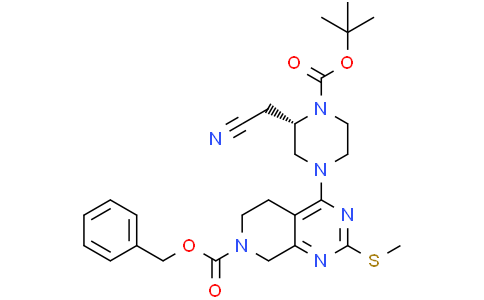 benzyl 4-[(3S)-4-tert-butoxycarbonyl-3-(cyanomethyl)piperazin-1-yl]-2-methylsulfanyl-6,8-dihydro-5H-pyrido[3,4-d]pyrimidine-7-carboxylate