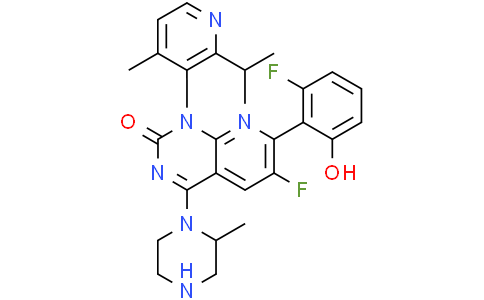 (1R)-6-Fluoro-7-(2-fluoro-6-hydroxyphenyl)-1-(2-isopropyl-4-methylpyridin-3-yl)-4-((S)-2-methylpiperazin-1-yl)pyrido[2,3-d]pyrimidin-2(1H)-oneCas:2423110-39-6