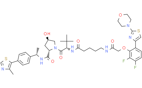 (2S,4R)-1-[(2S)-2-[5-[[2-[2,3-difluoro-6-(2-morpholinothiazol-4-yl)phenoxy]acetyl]amino]pentanoylamino]-3,3-dimethyl-butanoyl]-4-hydroxy-N-[(1S)-1-[4-(4-methylthiazol-5-yl)phenyl]ethyl]pyrrolidine-2-carboxamide