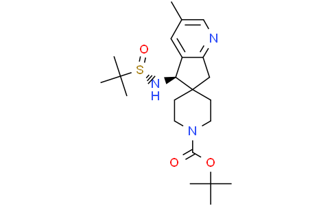 tert-butyl (5R)-5-[[(S)-tert-butylsulfinyl]amino]-3-methyl-spiro[5,7-dihydrocyclopenta[b]pyridine-6,4'-piperidine]-1'-carboxylate