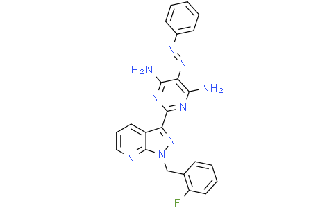 2-[1-[(2-fluorophenyl)methyl]pyrazolo[3,4-b]pyridin-3-yl]-5-[(E)-phenylazo]pyrimidine-4,6-diamine