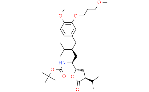 tert-butyl N-[(1S,3S)-1-[(2S,4S)-4-isopropyl-5-oxo-tetrahydrofuran-2-yl]-3-[[4-methoxy-3-(3-methoxypropoxy)phenyl]methyl]-4-methyl-pentyl]carbamate