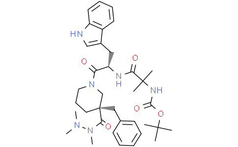 Tert-Butyl (1-(((S)-1-((R)-3-Benzyl-3-(1,2,2-Trimethylhydrazinecarbonyl)Piperidin-1-Yl)-3-(1H-Indol-3-Yl)-1-Oxopropan-2-Yl)Amino)-2-Methyl-1-Oxopropan-2-Yl)CarbamateCas:883572-59-6